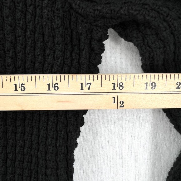 CHANEL 2010 Sweater Womens 34 Black Chain Details Open Cardigan Cotton Chunky - Picture 16 of 16